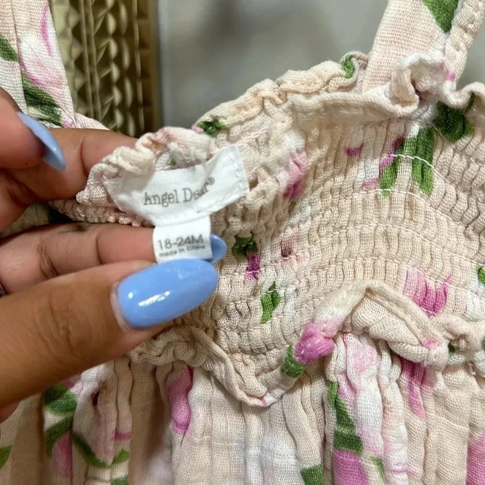 Angel Dear Organic Cotton Muslin Dress size 18-24M EUC